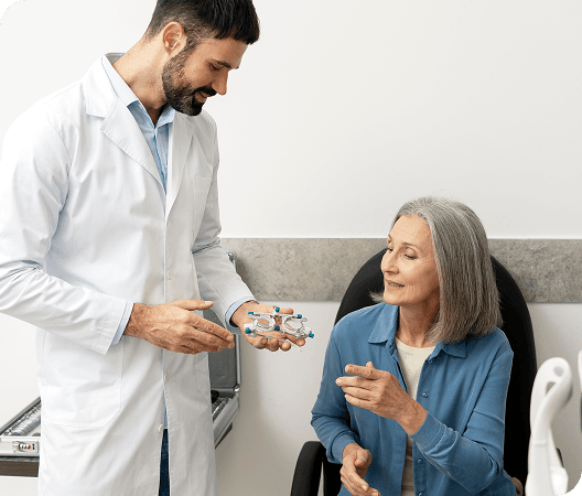 Doctor discussing eye care with patient