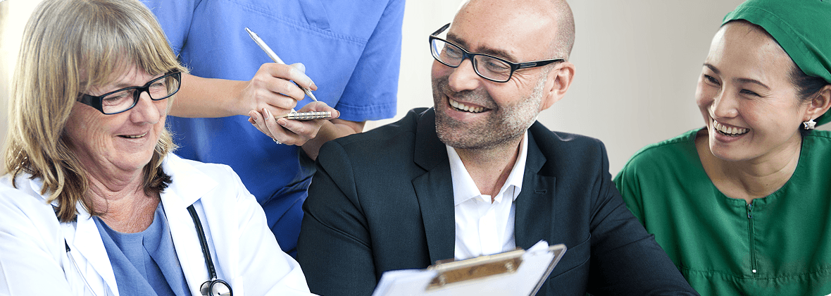 Healthcare professionals and community partners together