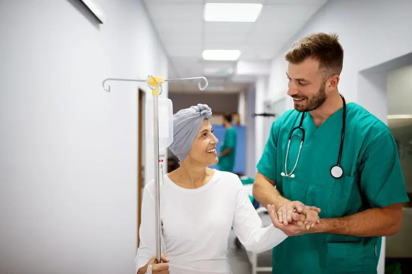 Cancer patient receiving care