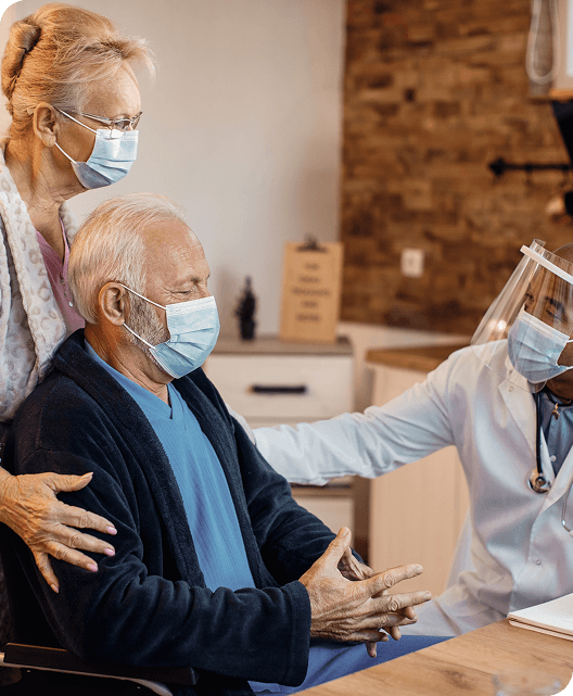 Patient talking to doctor