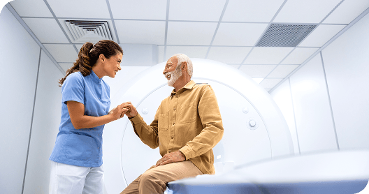 Nurse discussing radiology results with patient