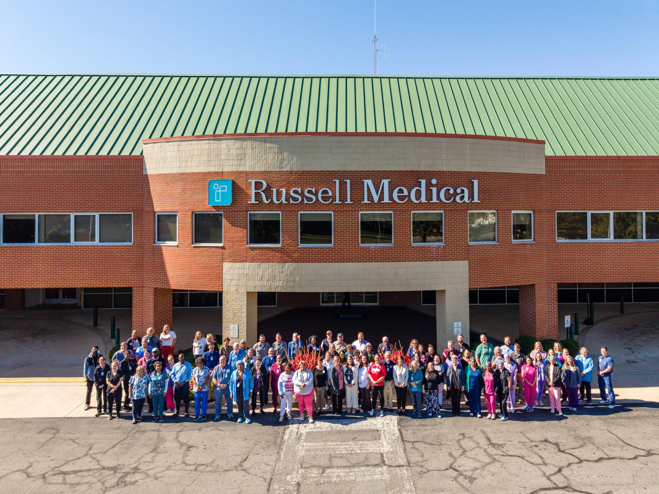 Russell Medical team gathered outside the hospital